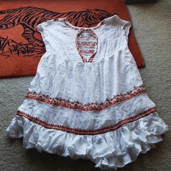 Free People Mini Dress Embroidered Boho Sunrise Tunic XS - Picture 8 of 11